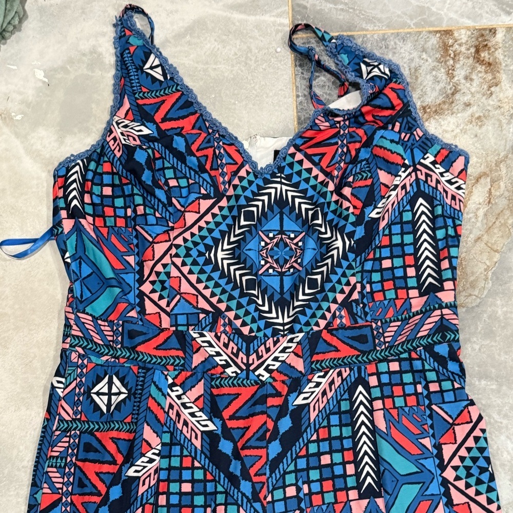 Fashion to Figure Blue and Red Floral Jumpsuit - Picture 10 of 11